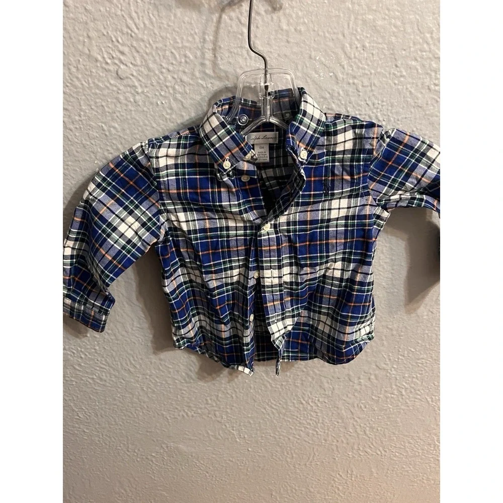 Baby Boys Size 18 Months Plaid Button Down‎ Shirt Ralph Lauren